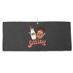 Tis The Season Cookie Milk Santa Hat Christmas Retro Xmas Meaningful Gift Large Microfiber Waffle Golf Towel