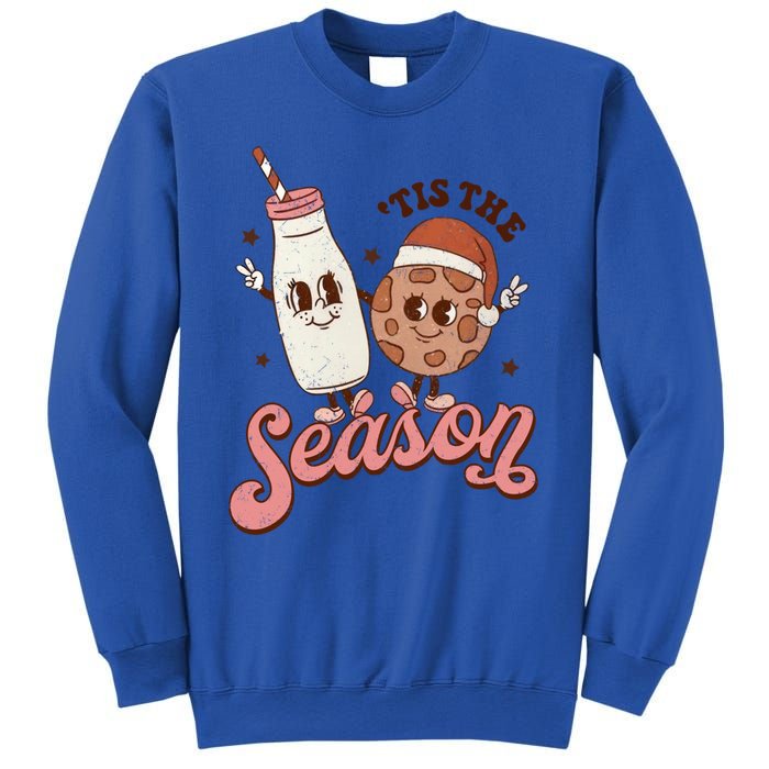 Tis The Season Cookie Milk Santa Hat Christmas Retro Xmas Meaningful Gift Sweatshirt