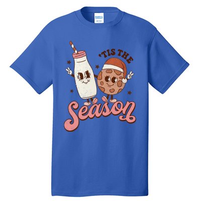 Tis The Season Cookie Milk Santa Hat Christmas Retro Xmas Meaningful Gift Tall T-Shirt