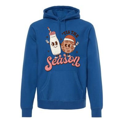 Tis The Season Cookie Milk Santa Hat Christmas Retro Xmas Meaningful Gift Premium Hoodie