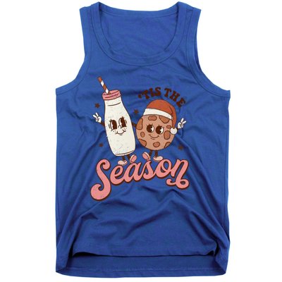 Tis The Season Cookie Milk Santa Hat Christmas Retro Xmas Meaningful Gift Tank Top