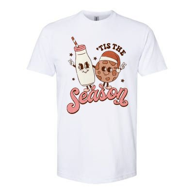 Tis The Season Cookie Milk Santa Hat Christmas Retro Xmas Meaningful Gift Softstyle CVC T-Shirt