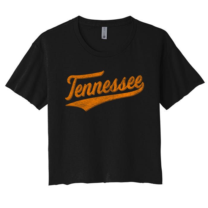 Tennessee TN Souvenir Football Baseball Sport Fans Women's Crop Top Tee