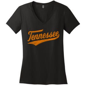 Tennessee TN Souvenir Football Baseball Sport Fans Women's V-Neck T-Shirt