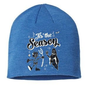 Tis' The Season Skeleton Ghost Retro Halloween Costume Party Cool Gift Sustainable Beanie