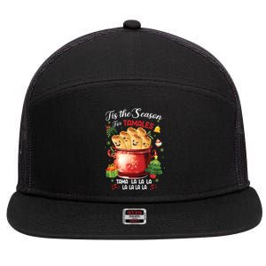 Tis The Season For Tamales Retro Mexican Food Holidays 7 Panel Mesh Trucker Snapback Hat