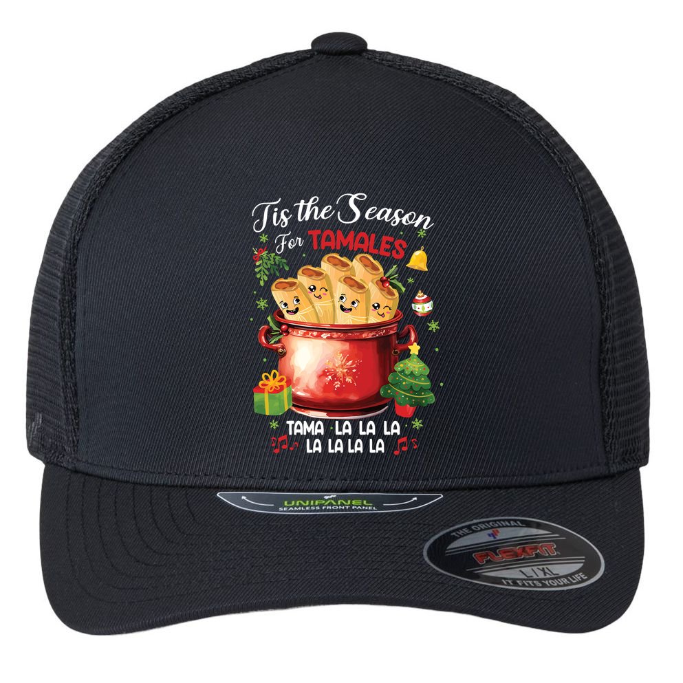 Tis The Season For Tamales Retro Mexican Food Holidays Flexfit Unipanel Trucker Cap