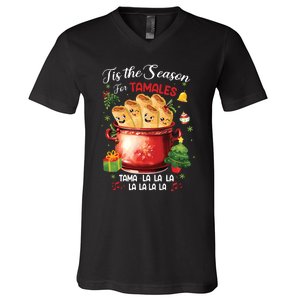 Tis The Season For Tamales Retro Mexican Food Holidays V-Neck T-Shirt