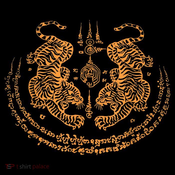 Twin Tiger Sak Yant Tattoo Muay Thai Thailand Martial Art Tall T-Shirt