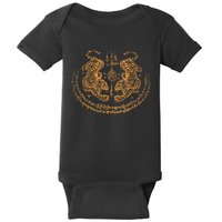 Twin Tiger Sak Yant Tattoo Muay Thai Thailand Martial Art Baby Bodysuit