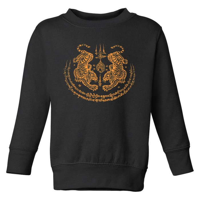 Twin Tiger Sak Yant Tattoo Muay Thai Thailand Martial Art Toddler Sweatshirt