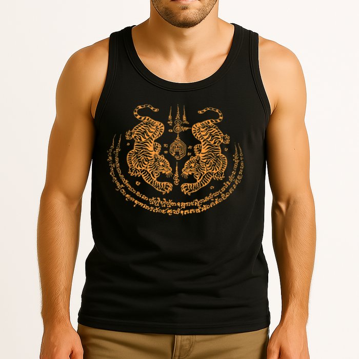 Twin Tiger Sak Yant Tattoo Muay Thai Thailand Martial Art Tank Top