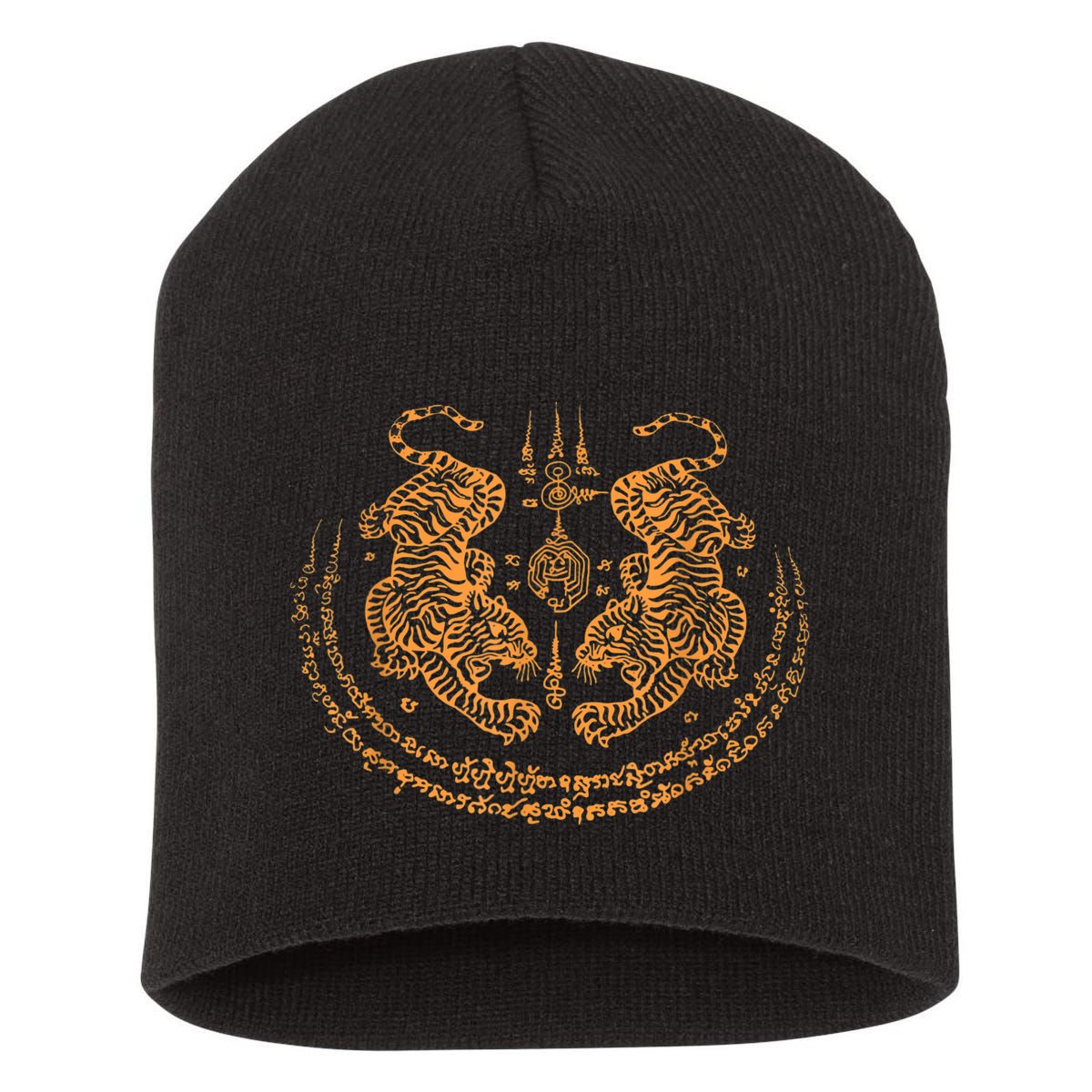 Twin Tiger Sak Yant Tattoo Muay Thai Thailand Martial Art Short Acrylic Beanie