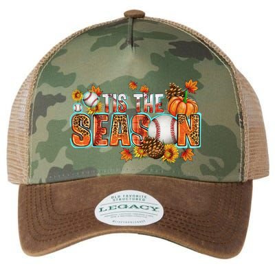 Tis The Season Leopard Pumpkin Baseball Halloween Fall Vibes Gift Legacy Tie Dye Trucker Hat