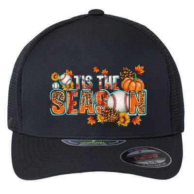 Tis The Season Leopard Pumpkin Baseball Halloween Fall Vibes Gift Flexfit Unipanel Trucker Cap