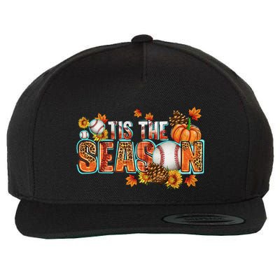Tis The Season Leopard Pumpkin Baseball Halloween Fall Vibes Gift Wool Snapback Cap