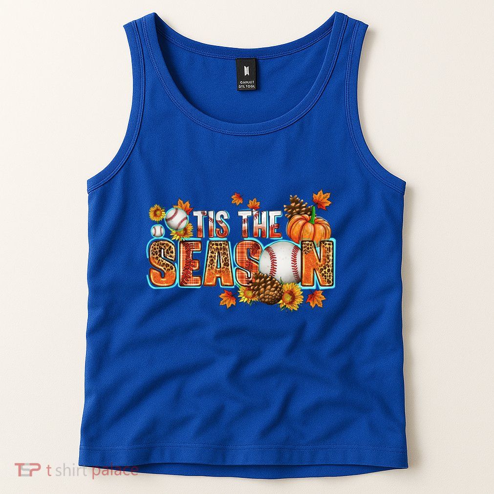 Tis The Season Leopard Pumpkin Baseball Halloween Fall Vibes Gift Tank Top