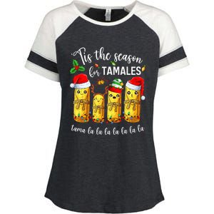 Tis The Season For Tamales Christmas Holiday Mexican Food  Enza Ladies Jersey Colorblock Tee