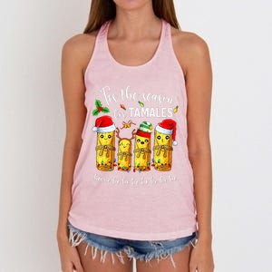 Tis The Season For Tamales Christmas Holiday Mexican Food  Women's Knotted Racerback Tank