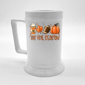 Tis The Season Pumpkin Leaf Latte Fall Thanksgiving Football Gift Beer Stein