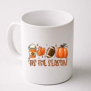 Tis The Season Pumpkin Leaf Latte Fall Thanksgiving Football Gift Coffee Mug