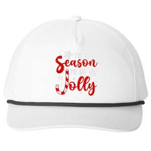 Tis The Season To Be Jolly Snowflake Christmas Pajama Xmas Gift Snapback Five-Panel Rope Hat