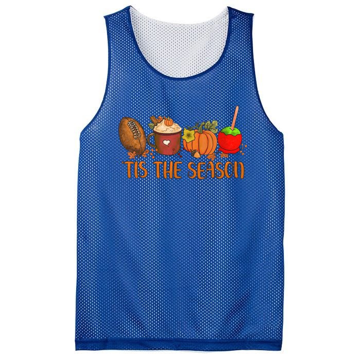 Tis The Season Pumpkin Leaf Latte Fall Thanksgiving Football Gift Mesh Reversible Basketball Jersey Tank