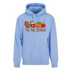 Tis The Season Pumpkin Leaf Latte Fall Thanksgiving Football Gift Unisex Surf Hoodie