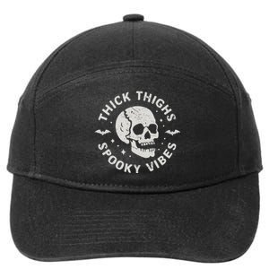 Thick Thighs Spooky Vibes Skull Funny Halloween Gift 7-Panel Snapback Hat