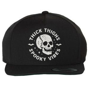 Thick Thighs Spooky Vibes Skull Funny Halloween Gift Wool Snapback Cap