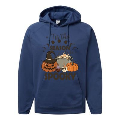 Tis The Season Retro Halloween Cute Ghost Gift Performance Fleece Hoodie