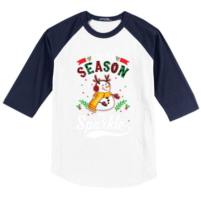 Tis The Season To Christmas Snow Xmas Party Gift Baseball Sleeve Shirt