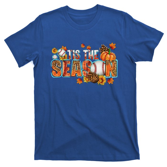 Tis The Season Leopard Pumpkin Baseball Halloween Fall Vibes Cute Gift T-Shirt