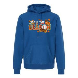 Tis The Season Leopard Pumpkin Baseball Halloween Fall Vibes Cute Gift Premium Hoodie