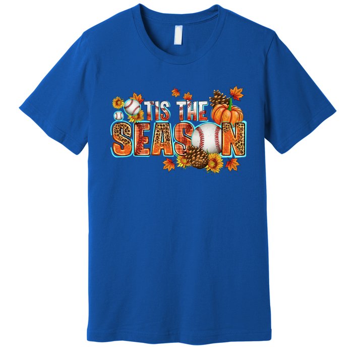 Tis The Season Leopard Pumpkin Baseball Halloween Fall Vibes Cute Gift Premium T-Shirt