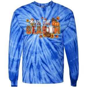 Tis The Season Leopard Pumpkin Baseball Halloween Fall Vibes Cute Gift Tie-Dye Long Sleeve Shirt