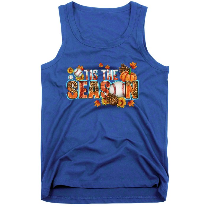 Tis The Season Leopard Pumpkin Baseball Halloween Fall Vibes Cute Gift Tank Top