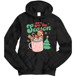 Tis The Season Christmas Hot Cocoa Gingerbread Cookie Pajama Tie Dye Hoodie