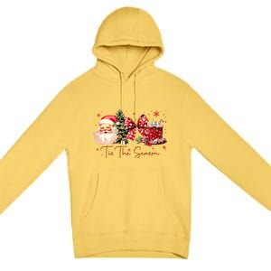 Tis The Season Christmas Santa Tree Coquette Bow Red Coffee Premium Pullover Hoodie