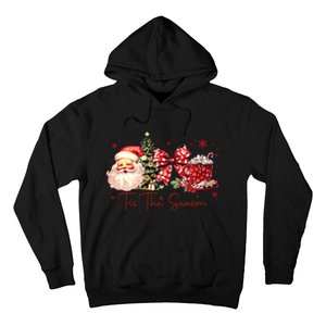 Tis The Season Christmas Santa Tree Coquette Bow Red Coffee Hoodie