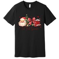 Tis The Season Christmas Santa Tree Coquette Bow Red Coffee Premium T-Shirt