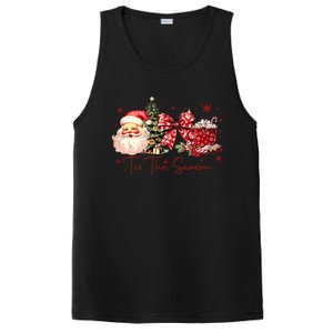 Tis The Season Christmas Santa Tree Coquette Bow Red Coffee PosiCharge Competitor Tank