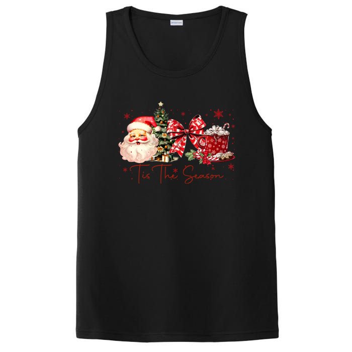 Tis The Season Christmas Santa Tree Coquette Bow Red Coffee PosiCharge Competitor Tank