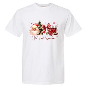 Tis The Season Christmas Santa Tree Coquette Bow Red Coffee Garment-Dyed Heavyweight T-Shirt