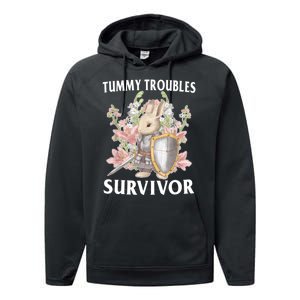 Tummy Troubles Survivor Funny Sarcastic Ibs Humor Statement Performance Fleece Hoodie