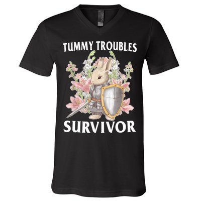 Tummy Troubles Survivor Funny Sarcastic Ibs Humor Statement V-Neck T-Shirt