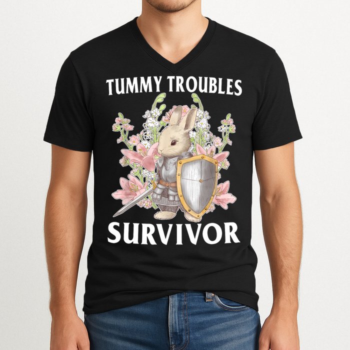 Tummy Troubles Survivor Funny Sarcastic Ibs Humor Statement V-Neck T-Shirt