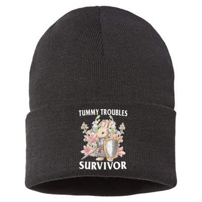 Tummy Troubles Survivor Funny Sarcastic Ibs Humor Statement Sustainable Knit Beanie