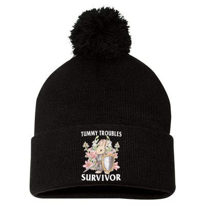 Tummy Troubles Survivor Funny Sarcastic Ibs Humor Statement Pom Pom 12in Knit Beanie