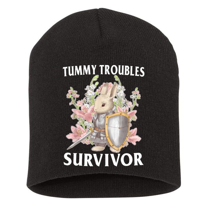 Tummy Troubles Survivor Funny Sarcastic Ibs Humor Statement Short Acrylic Beanie